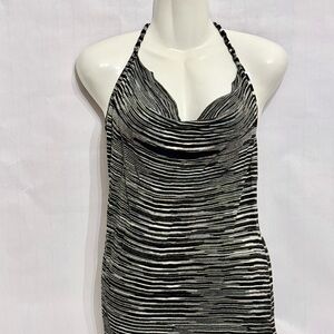 Old Navy Black and White Striped Halter Tank Top